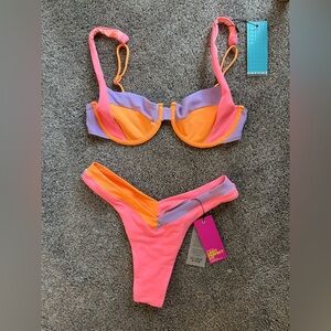 OneOne Swimwear Justine Top + Jesse Bottom in Pink Sand